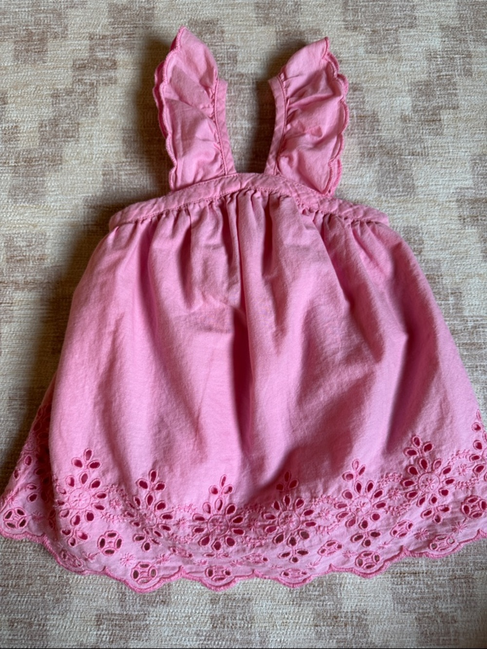 Baby GAP Pink Ruffled Strap Cotton Sundress with Eyelet Hem size 3-6M